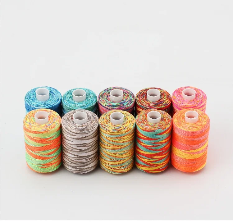 3000Yard/Spools,402 Multicolored Sections Dyeing Polyester Thread,Suitable Quilting,Needlework Household Sewing Machine