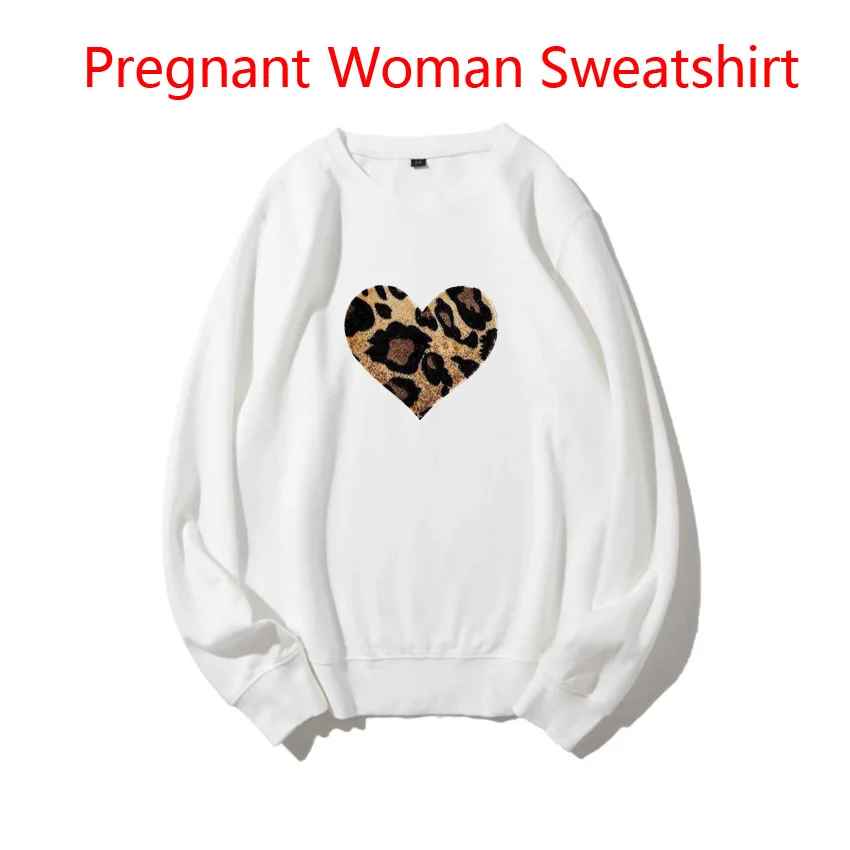 Leopard Pattern Love Print Pullover Maternity Woman Sweatshirt Backing Fashion Korean Version Pregnant Woman Sweaters Idea Cool