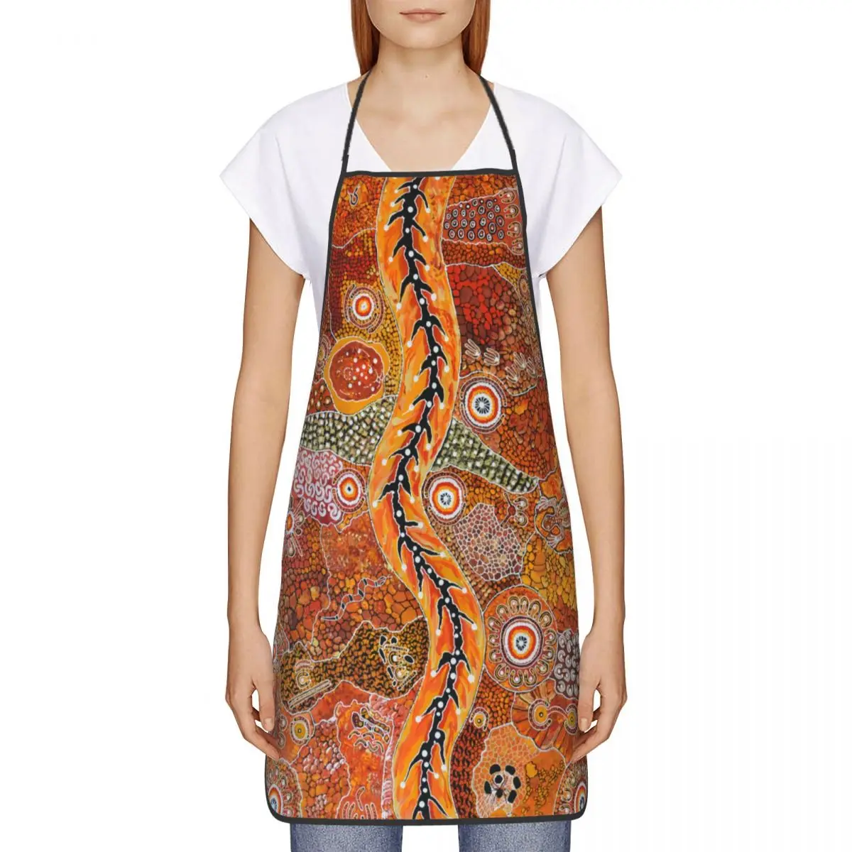 Custom Unisex Australian Aboriginal Art Kitchen Chef Cooking Baking Apron Women Men Tablier Cuisine for Gardening