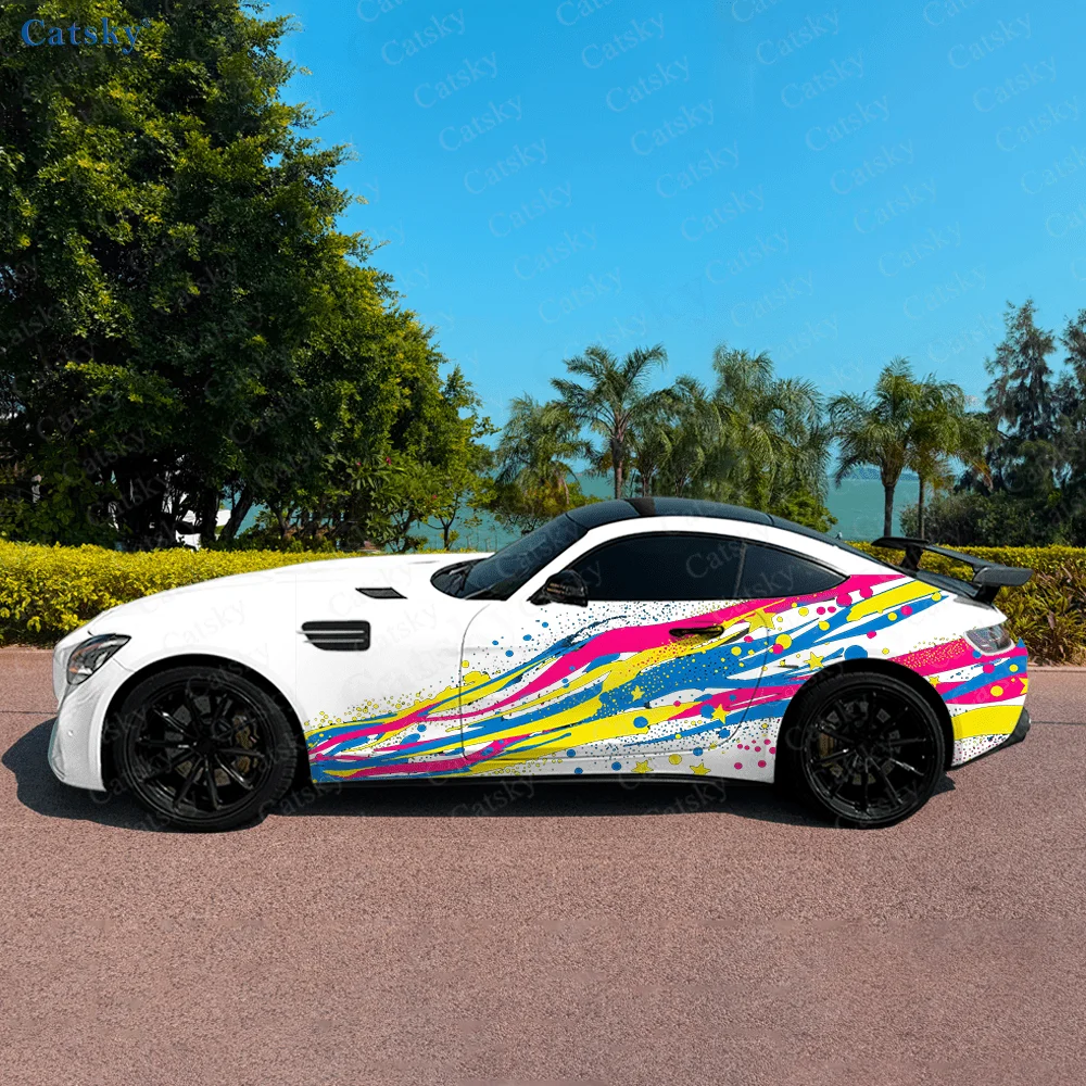 

Красочные граффити круг автомобиля виниловые обертывания наклейка самоклеящаяся ПВХ наклейка подходит для грузовиков внедорожник Декор автоаксессуары подарок