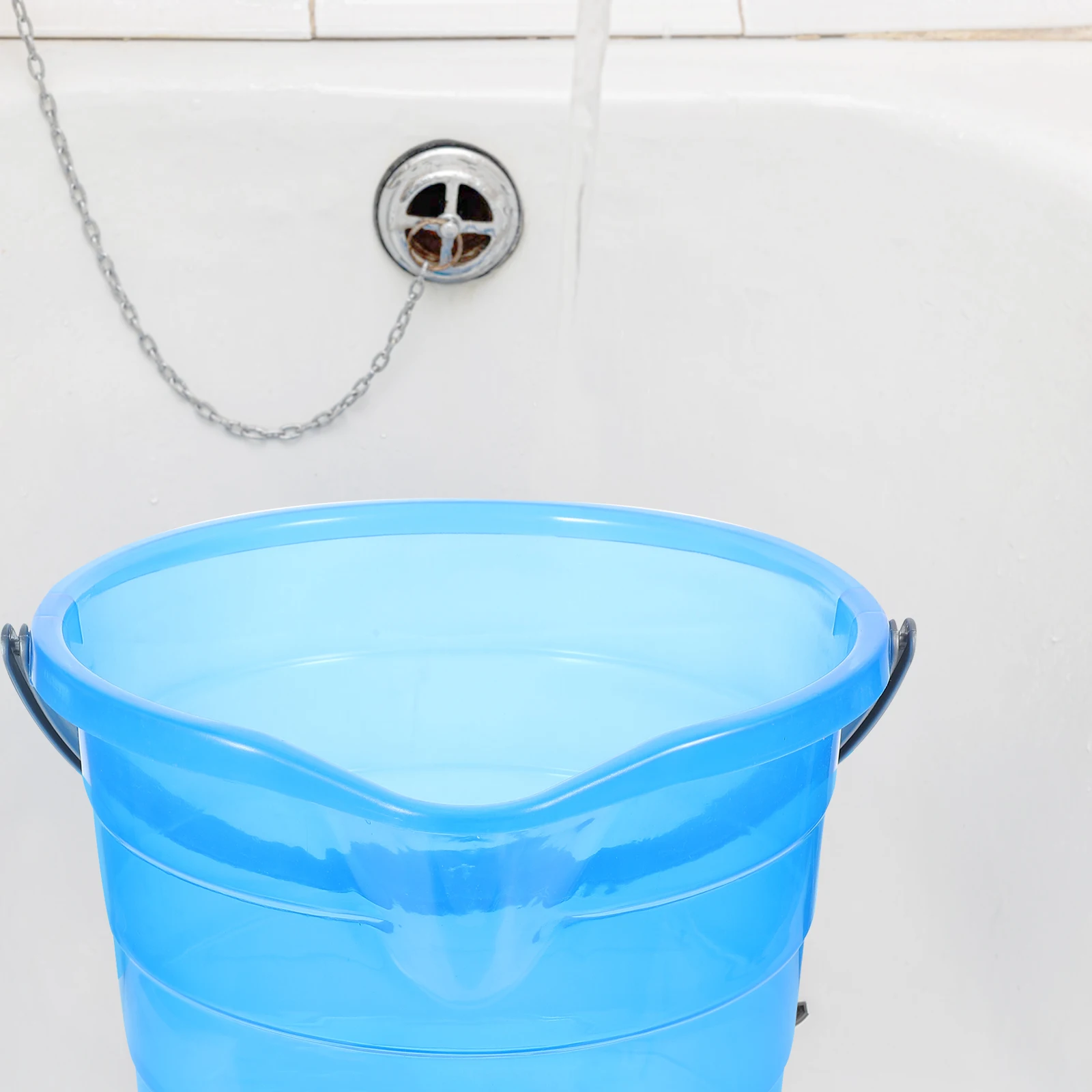 

Plastic Water Bucket 12L Blue Storage Tank Dorm Portable with Handle Lid Easy Clean Durable Plastic Bathing Laundry