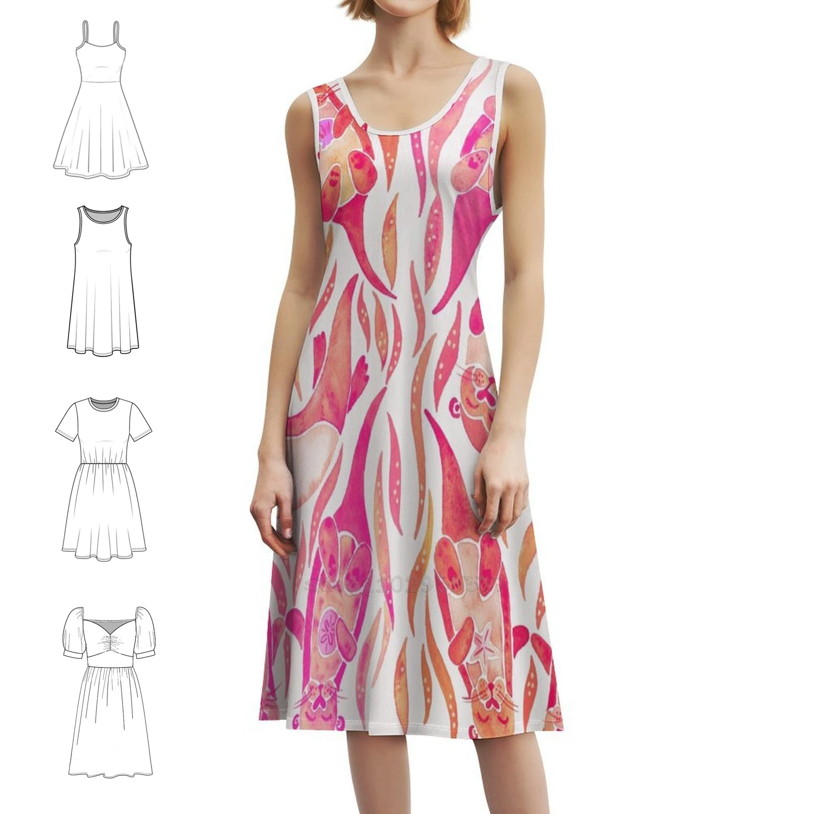 

Five Otters – Pink Ombré Boho Chic Dress Элегантное модное пляжное свадебное платье Выдра Выдра Река Выдра Вечеринка