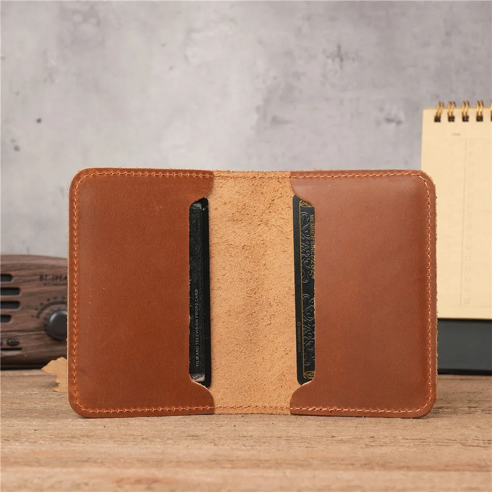 Vintege Genuine Leather Men's Small Wallet Short Minimalist Wallet Fashionable Ultra-Thin Credit Card Bag Coin Wallet ﻿