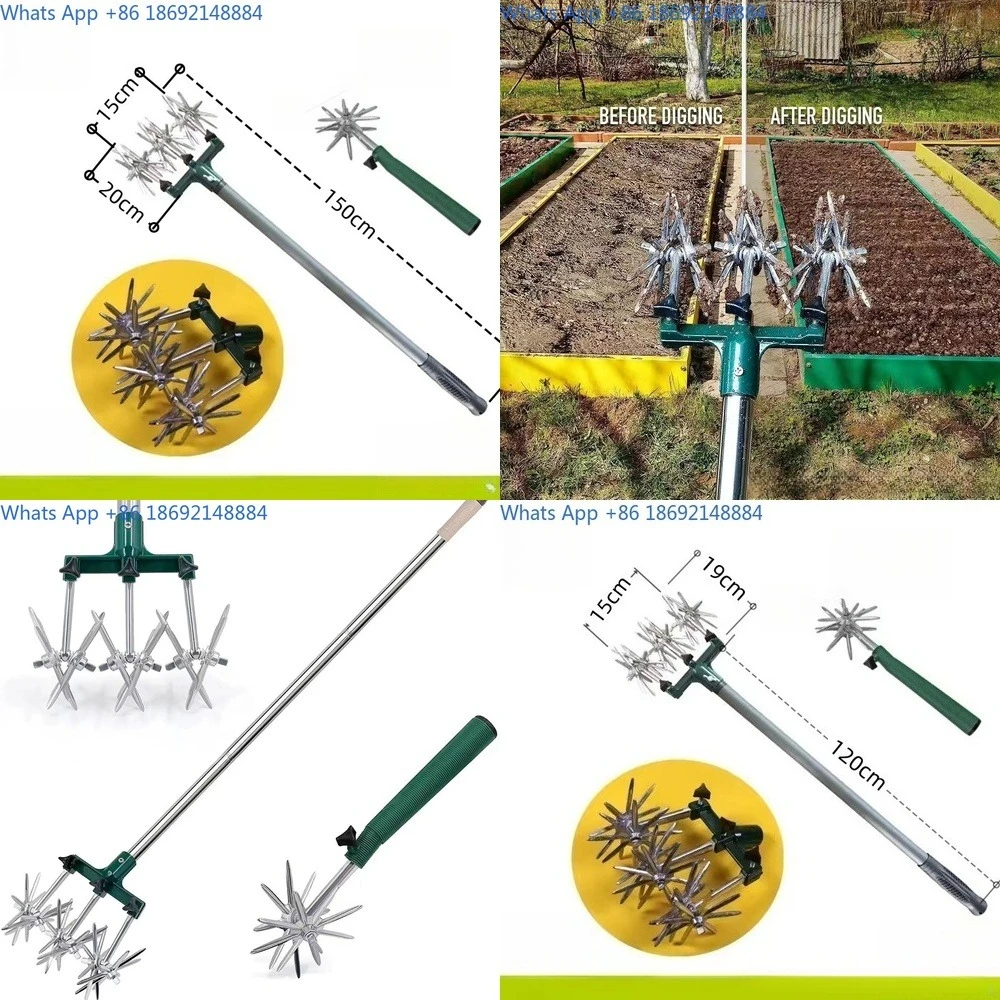 

Manual Rotating Tiller for Garden Soil Cultivation with Stainless Steel Rod