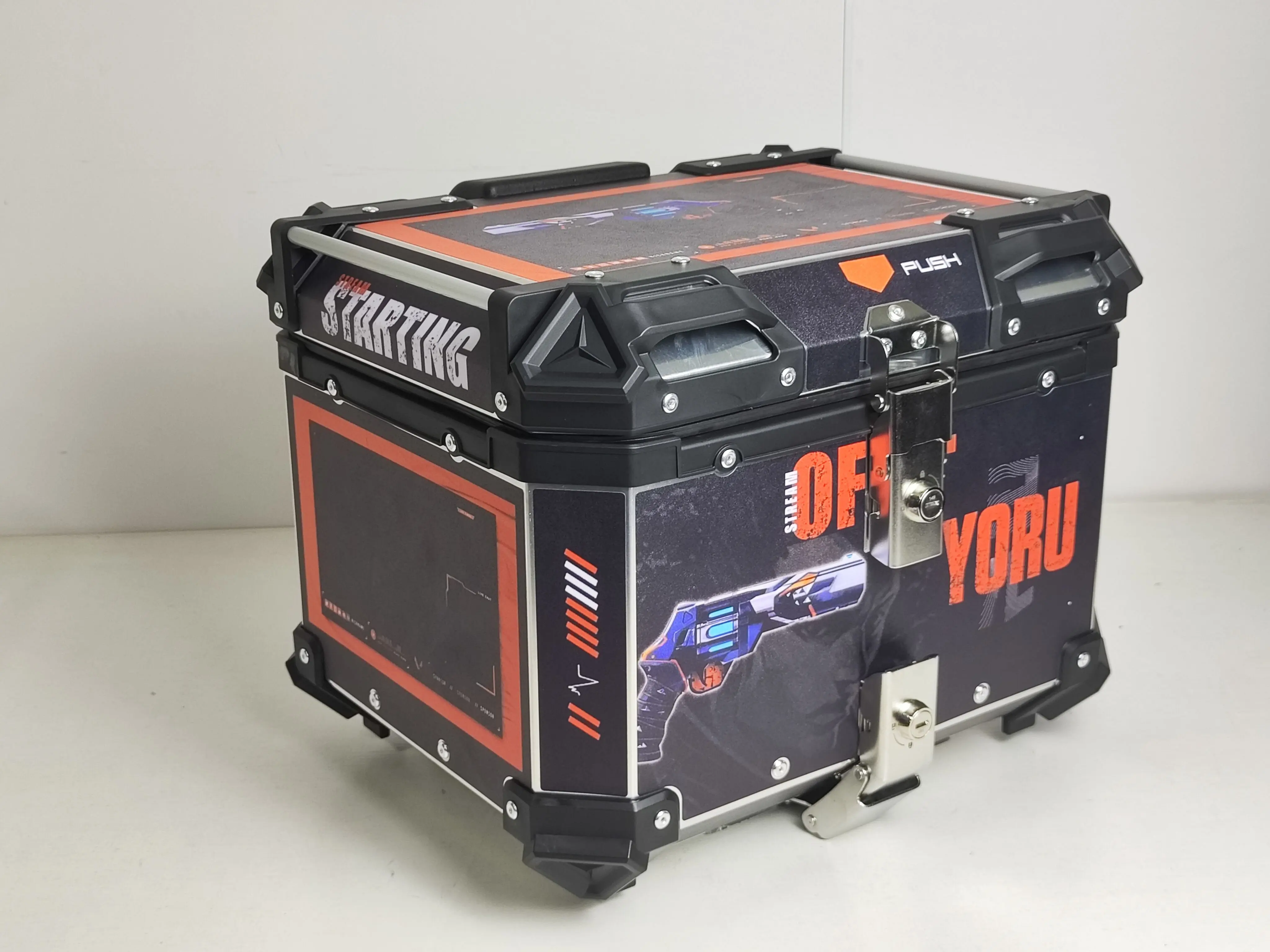 45L Motorcycle Rear Box Luggage Tail Box Carrier Tool Case Lock Trunk Aluminium Alloy