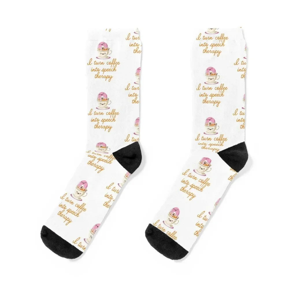 Speech Language Pathologist Speechie I turn Coffee Into Speech Therapy Socks halloween compression Run Men Socks Women's