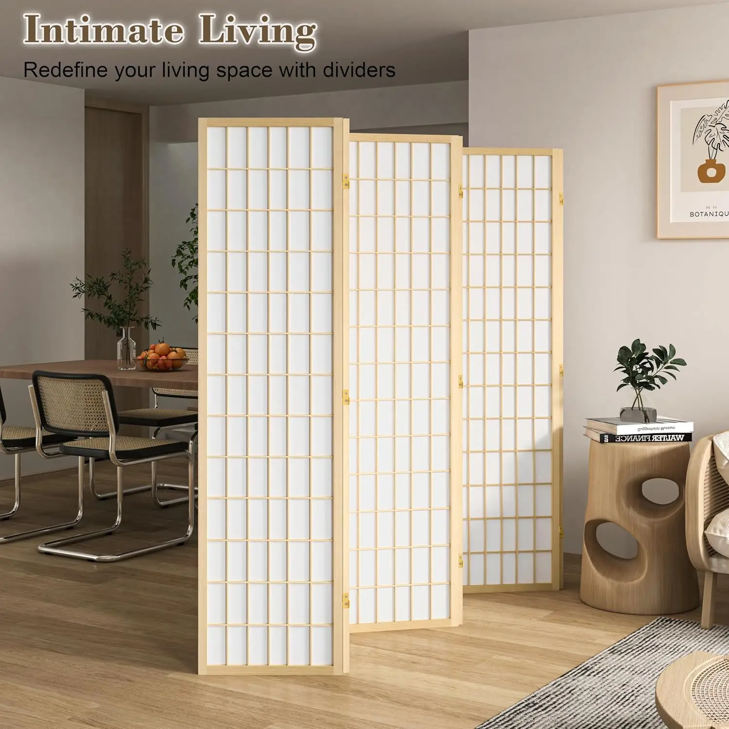 6 Panel Folding Room Divider Privacy Screen Wooden Shoji Partition Wall Separator Home Office Decorative, Customized