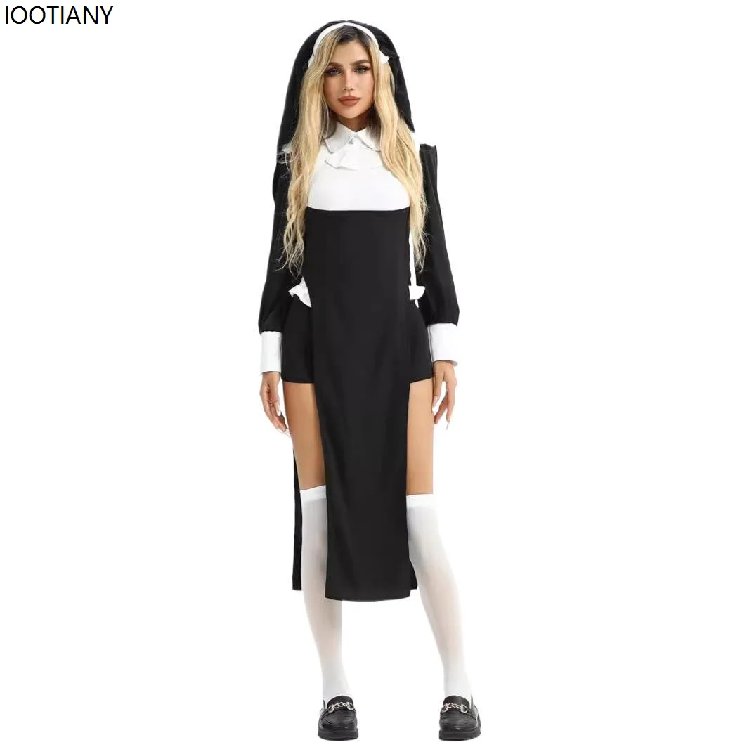 

Women Sexy Nun Cosplay Costume Halloween Adult Virgin Mary Stage Performance Dress Up Carnival Theme Party Fancy Dress Cos Suits