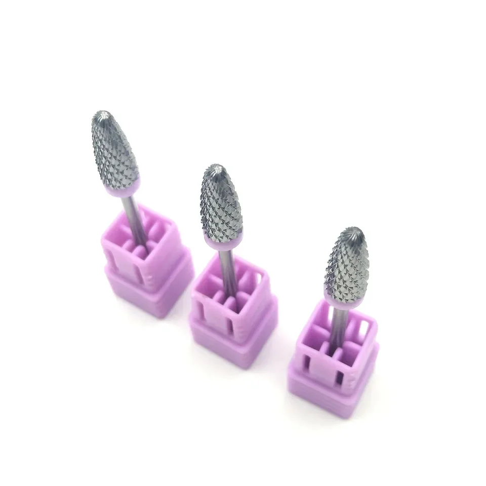 HYTOOS Cone Carbide Nail Drill Bits 3/32 Rotary Nail Burrs Milling Cutters for Manicure Drill Accessories Tools