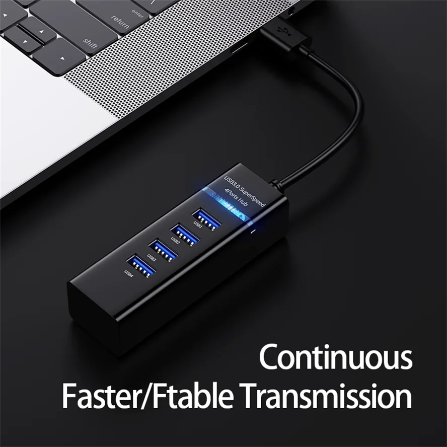 Hub USB 3,0 de 4 puertos, expansor de adaptador divisor de alta velocidad para PC, Accesorios de ordenador, concentrador multipuerto para portátil,