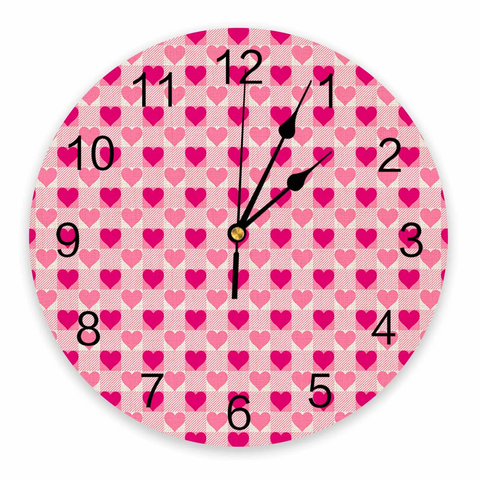 Checkered Heart-Shaped Texture Modern Home Decor Digital Clock Living Room Decor Wall Stickers Wall Clocks