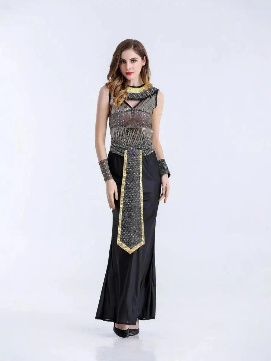 Nouveauté reine Cléopâtre Costume loween mascarade vêtements pour adultes Polyester matériel scène Performance menton traditionnel...