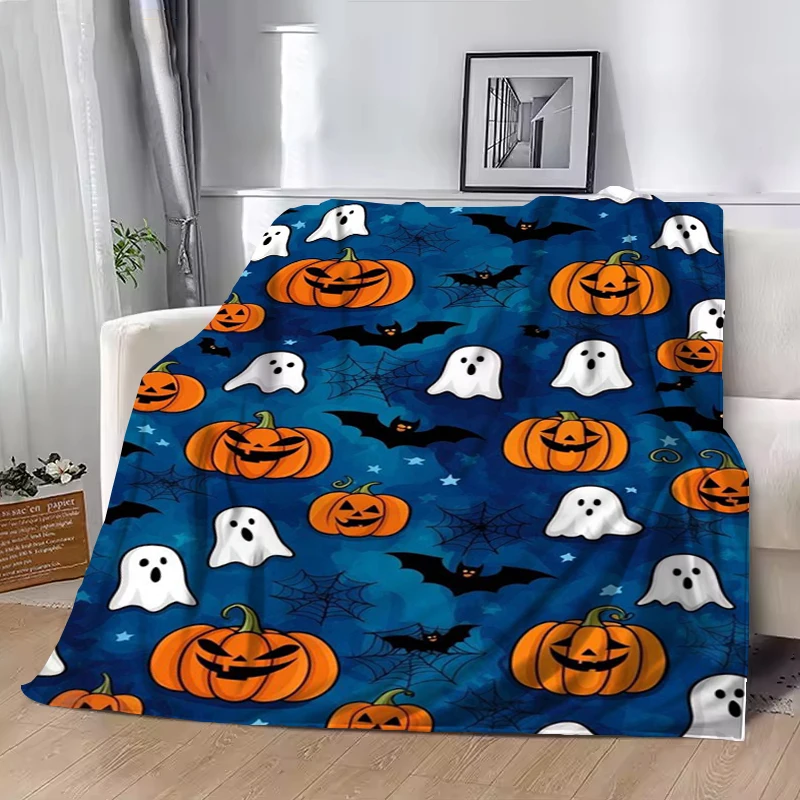 

Одеяло «Жуткий Хэллоуин»: призраки, тыквы и знаки Бу! Фланелевое одеяло, мягкое и удобное, подарочное.