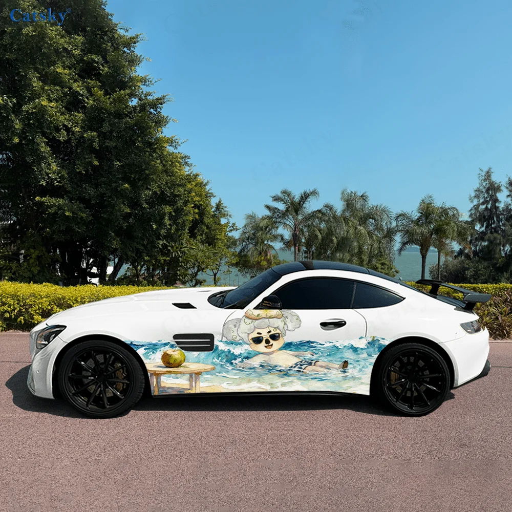 Koala Little Painter Creative Pattern Stickers Car Body Door Side Fashion Stickers Two Decorative Sheets Suitable for All Cars c
