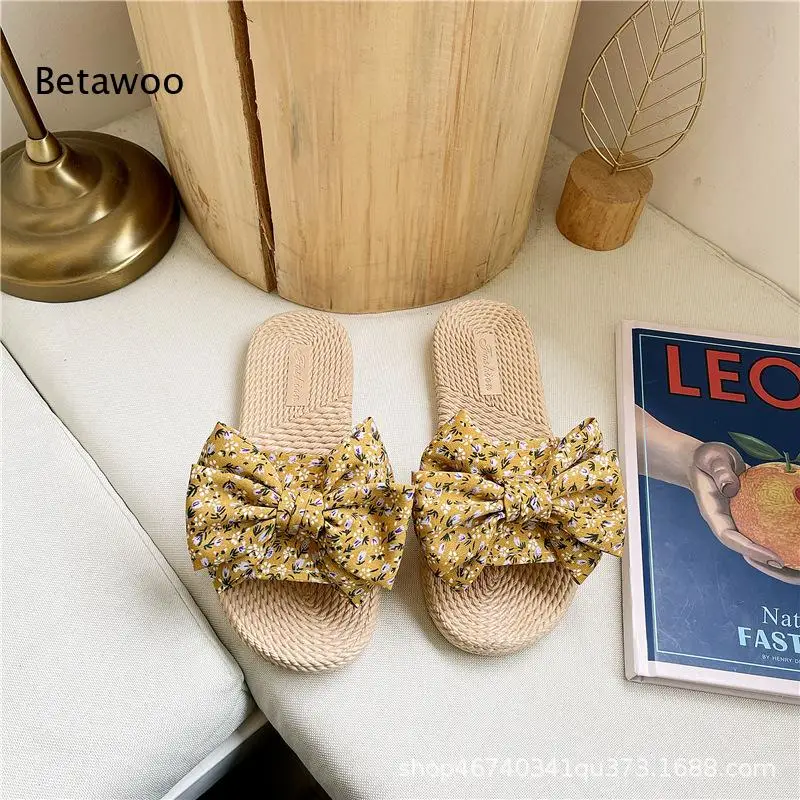 Trendy Bowknot Flower Platform Slide Sandals Women Casual Thick Sole Summer Beach Vacation Shoes view 4