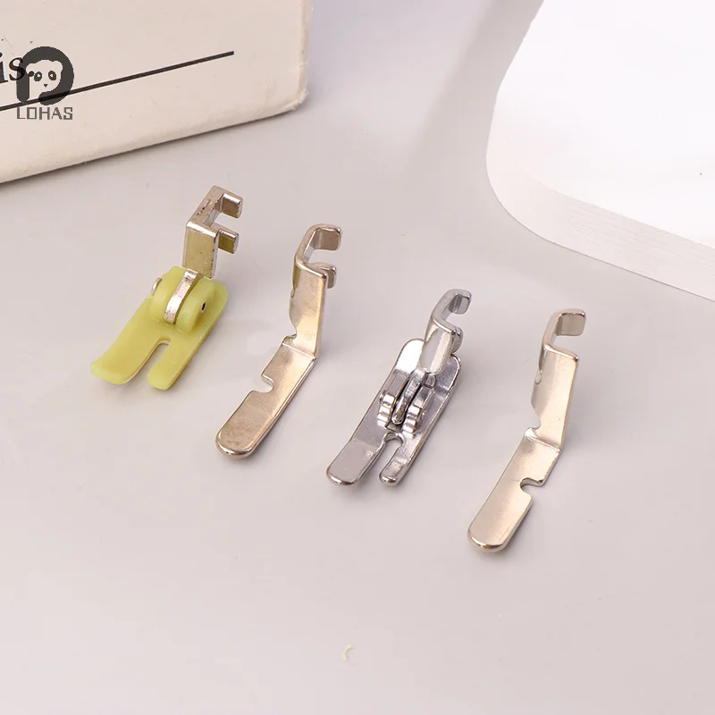 4Pcs Old Sewing Machine Zipper Presser Foot Set (Iron Presser Foot, Plastic Presser Foot, Left Hole And Right Hole Single Side)