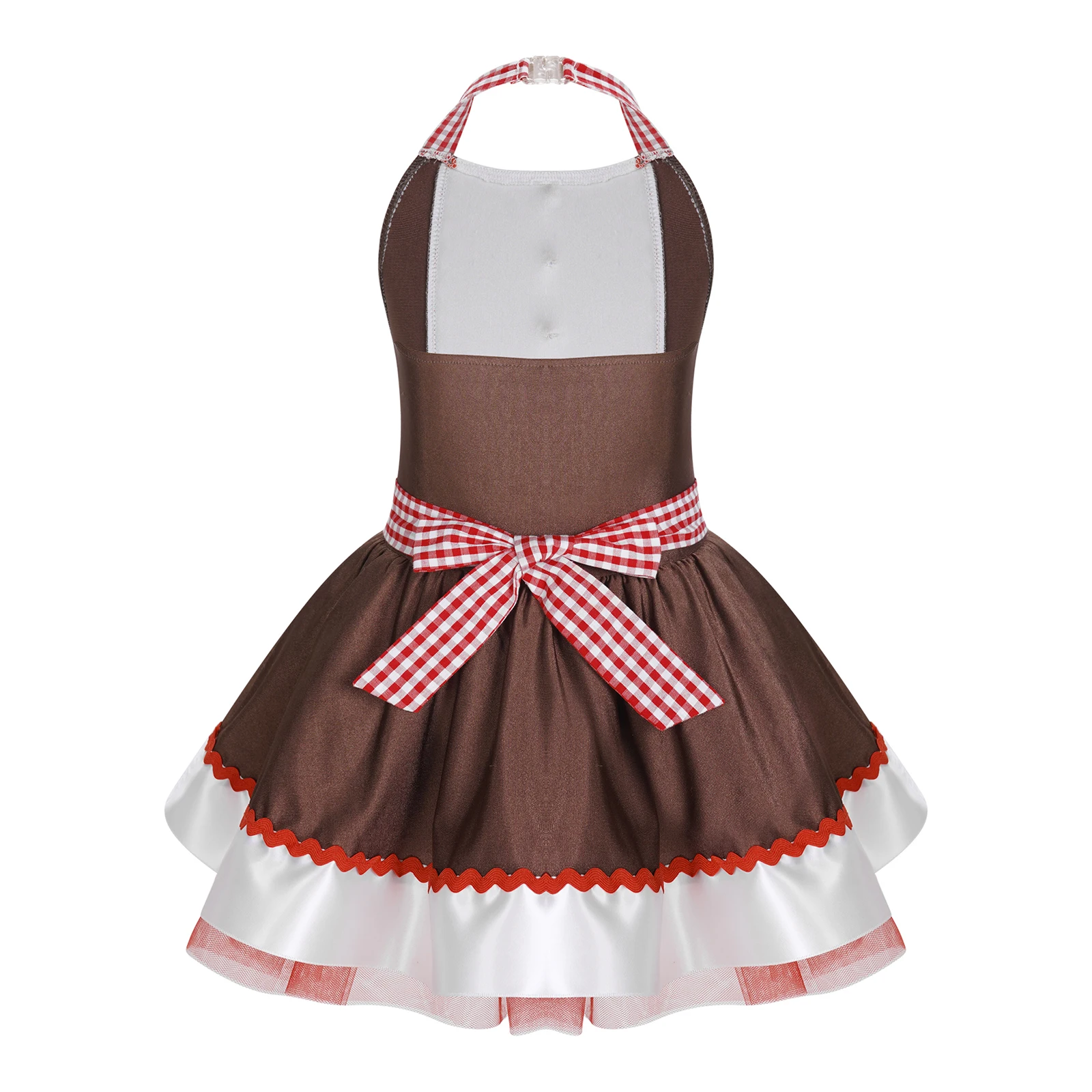 Kids Girls Halloween Cookie Gingerbread Man Cosplay Costumes Jumpsuit Party Performance Ballet Tutu Dancewear Christmas Dress