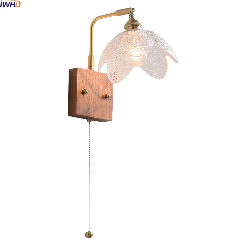 

IWHD Nordic Modern LED Wall Light Flower Design Indoor Home Decor Items Glass Brass Living Room Kitchen Bedside Lamp Arandela