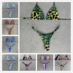 Sexy Swimwear Bandage Swimsuit High Waist Binding Bikini Women Bathing Push Up Leopard Cross Female Printed Bikini Swimming Pool