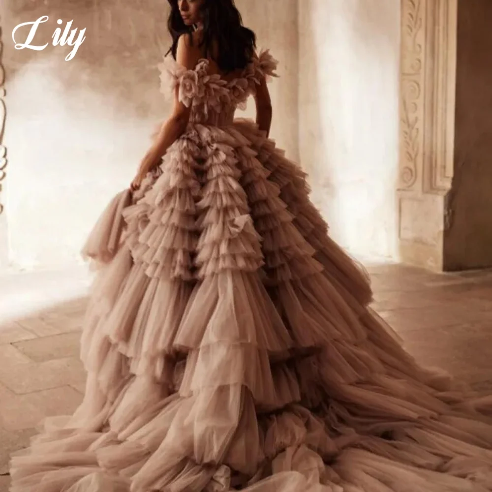 Lily 3D-Flowers Elegantes Abendkleid, schulterfrei, rückenfrei, formelles Kleid, geteilt, langes, schickes Damen-Abendkleid, individuell gestaltet