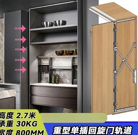 Telescopic Hidden Pocket Door Track Set, for Cabinet Folding Butterfly Door Insert, Invisible Sliding System