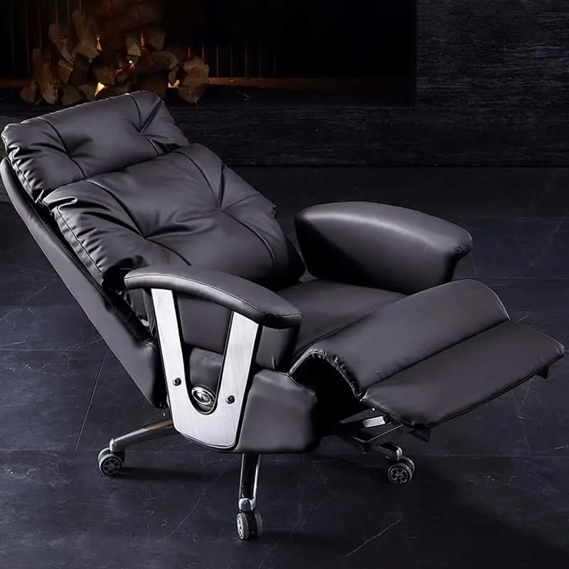 Electric Full Reclining Office Chair with Footstool Management Chair