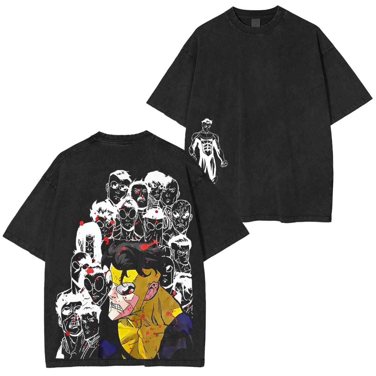 Invincible Mark Grayson Acid Washed Oversized T-shirt Men Women Streetwear Short Sleeve Cotton High Quality Female Male Lothing
