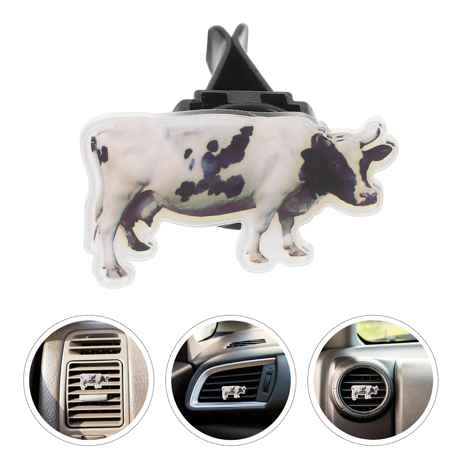 

Air Outlet Clips Decor Cow Shape Acrylic Vent Diffuser For Car Interior Aroma Clips Creative Auto Decorations Dashboard Decor