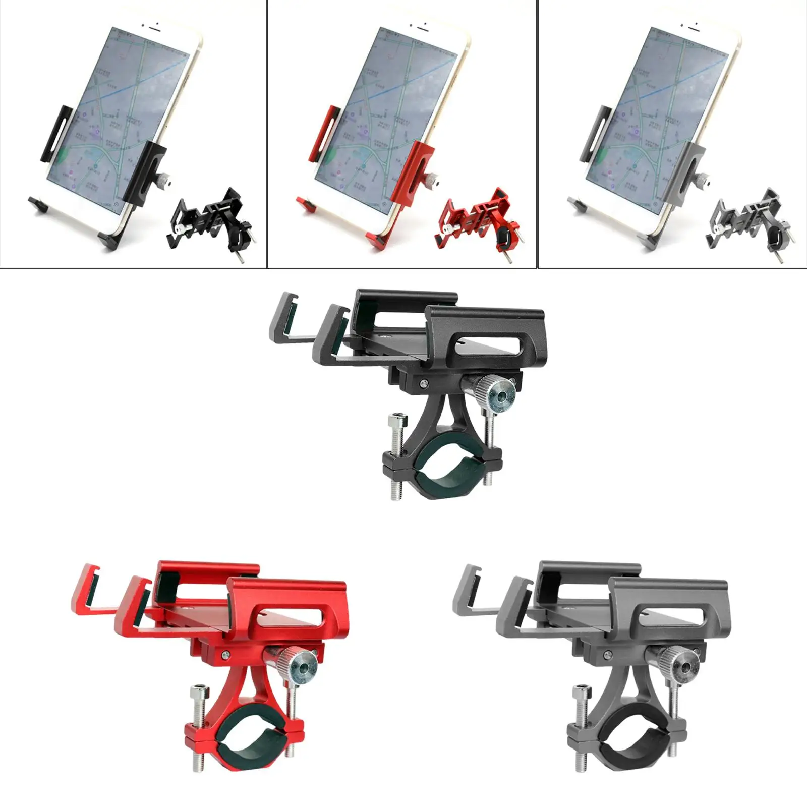 Outdoor Sport Road Bike Accessory Universal Phone Holder Sturdy Aluminum Alloy Design for Handlebar Pipe Diameter