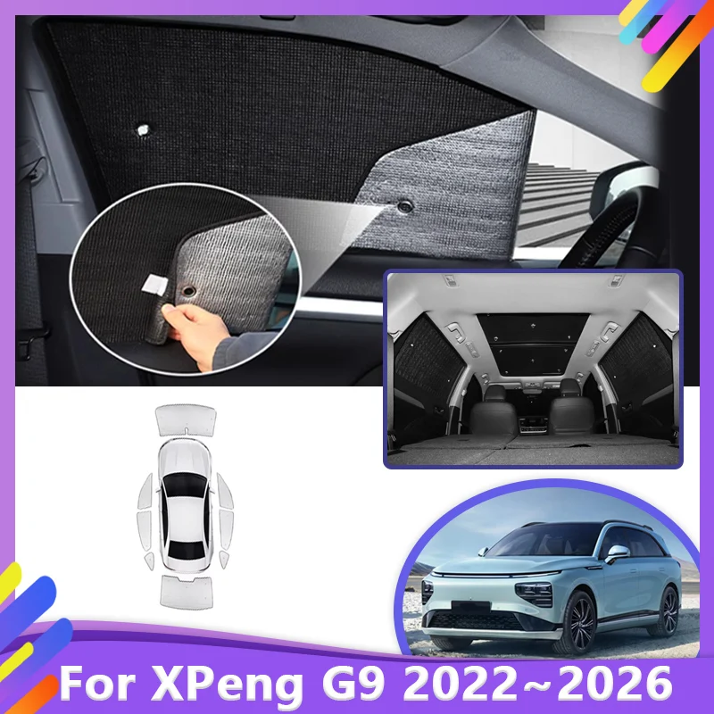 

Car Full Coverage Sunshades For XPENG G9 2022 2023 2024-2026 UV Protection Reflector Heat insulation Full Visor Car Accessories