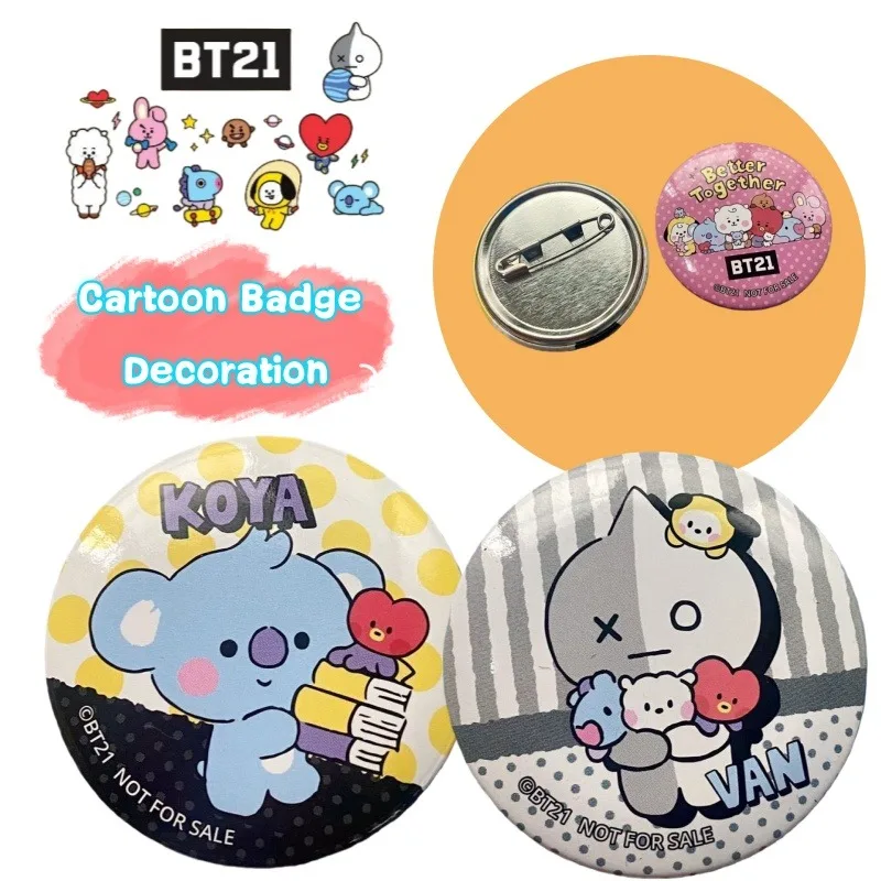 

BT21 Shooky Mang Chimmy Tata creative and personalized tin badge anime cartoon pin for clothing backpack decoration for students