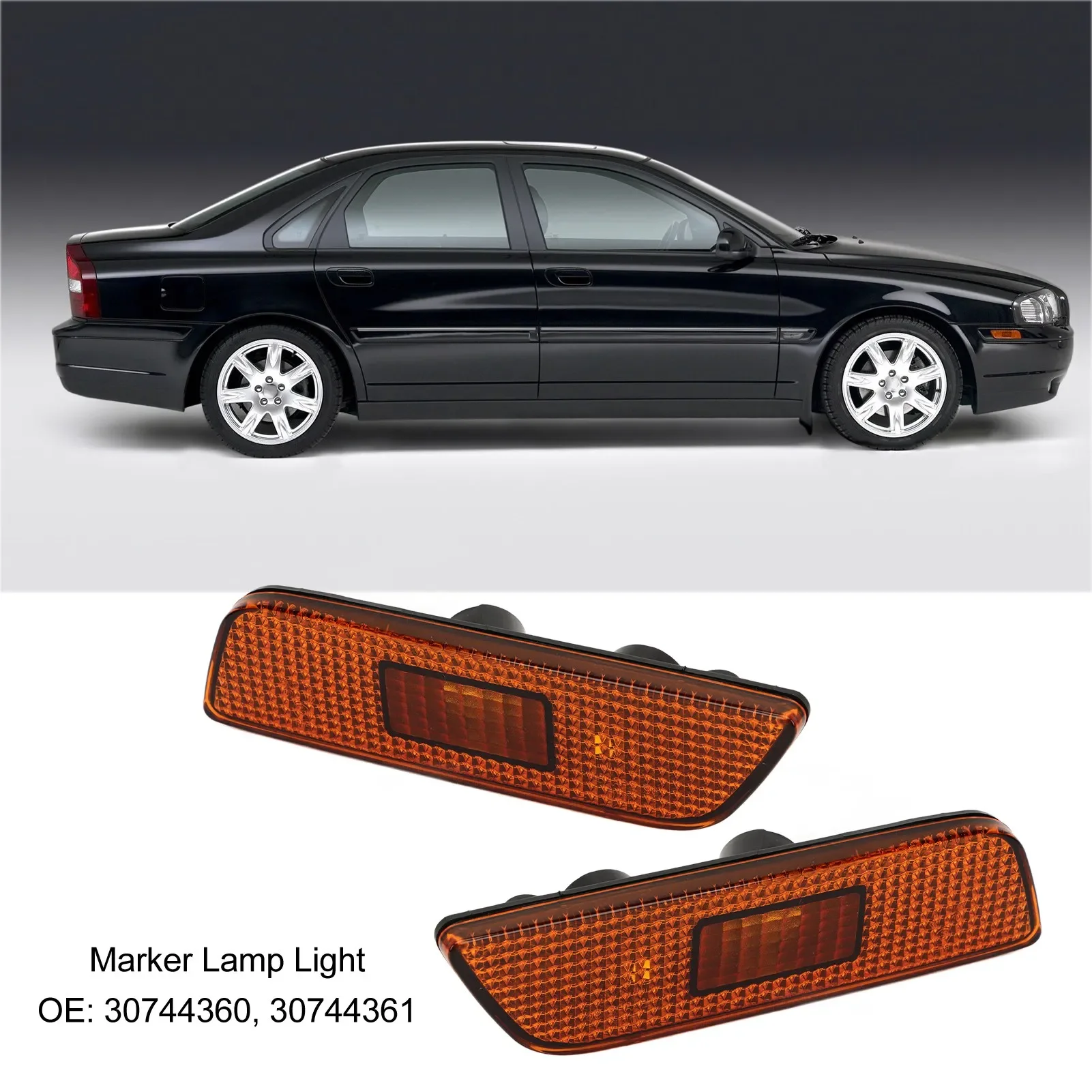 1 Pair of Front Marker Lamp Light 30744360 Left Right Side Marker Light Without Bulbs For Volvo S80 2002-2006