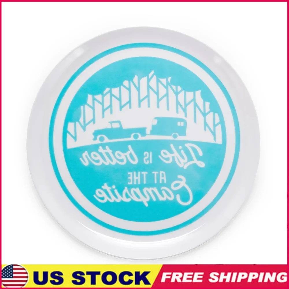 

Life is Better at the Campsite Large Melamine Plate Durable Unbreakable Dishwasher Safe Camping RV Boating Picnic Round Design