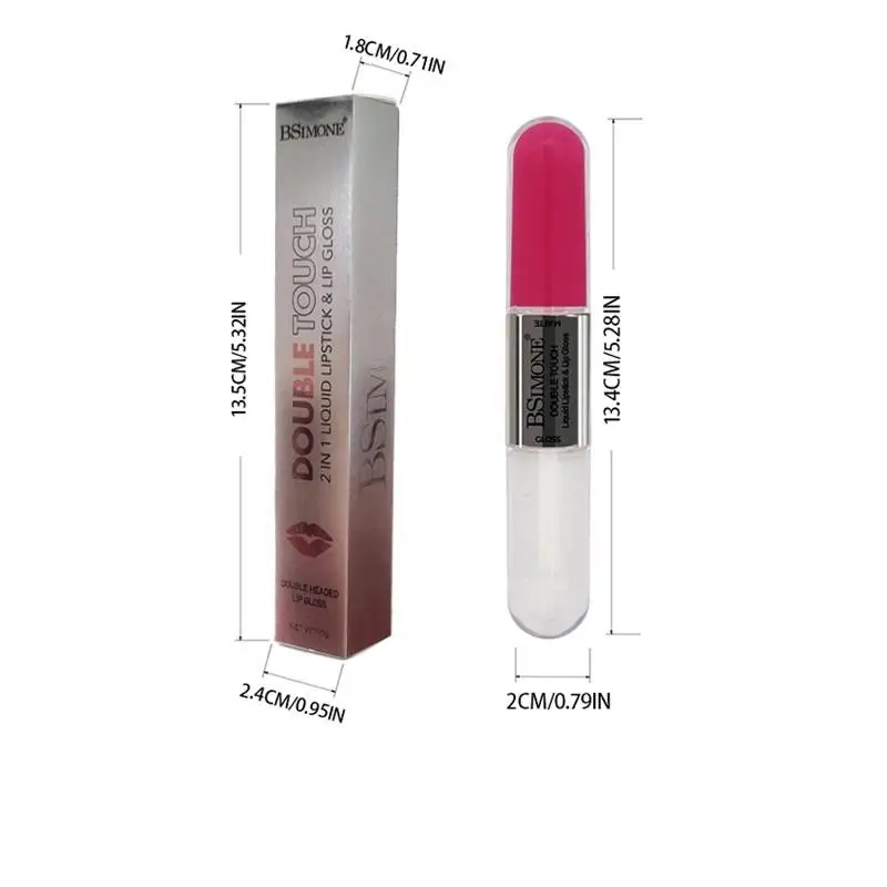 NUOVO BSIMONE Rossetto Doppia Punta 10g, Lucidalabbra Trasparente Effetto Specchio, Non Sbiadisce, Lucidalabbra Sexy e Volumizzante, Trucco Naturale
