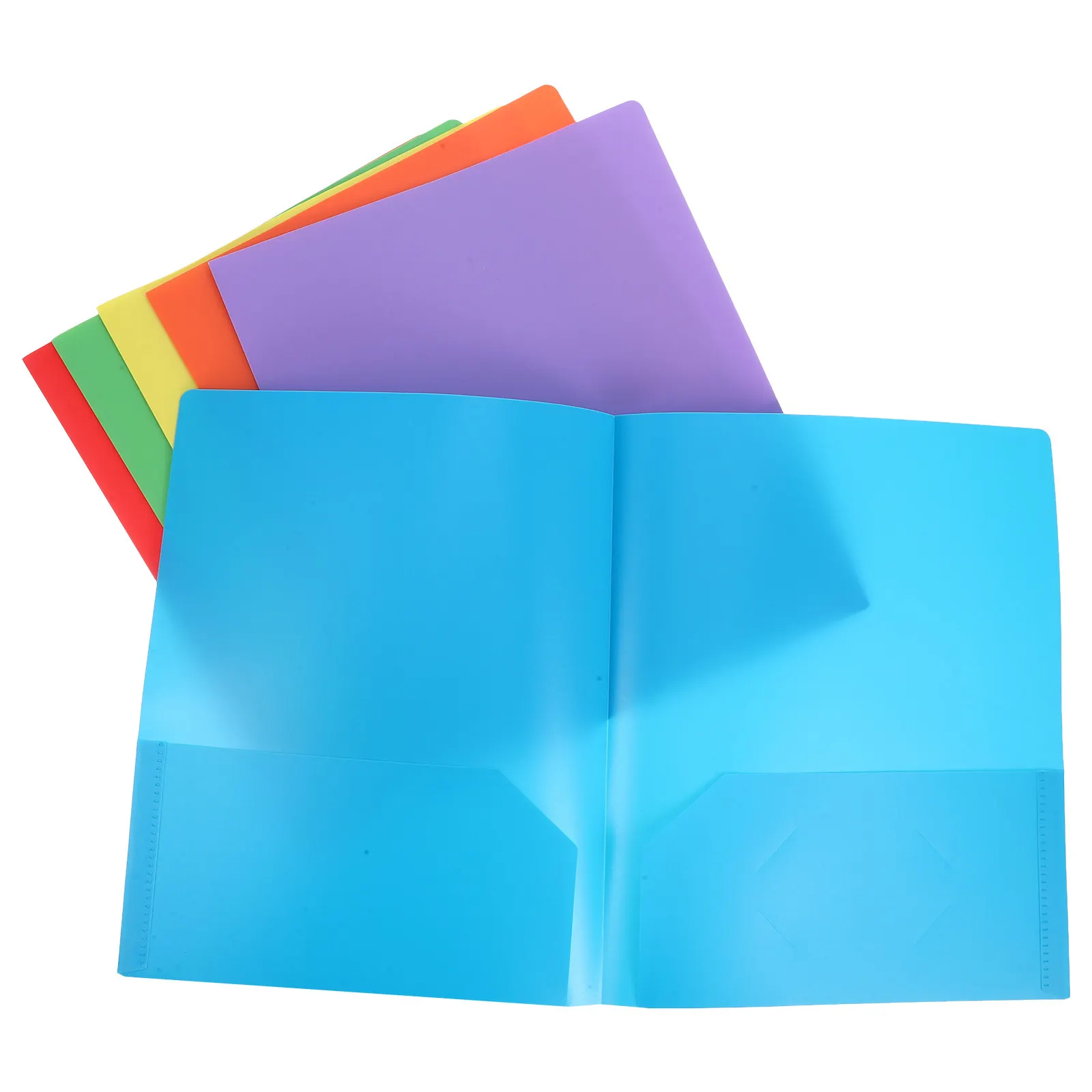 

6Pcs A4 Size Plastic Pocket Folder with Brads and Pockets Dual Page Clamping for Office School Filing Cabinet Efficiency