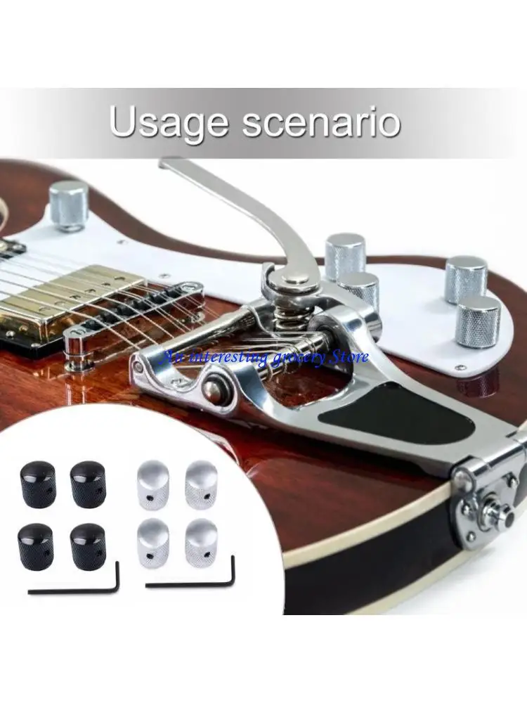 652D 4 Pack Metal Guitar and Bass Control Knobs Metal Texture for Easy Replacement