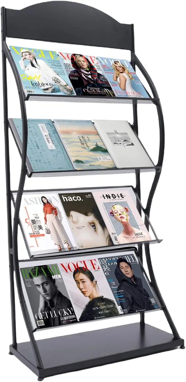 4 Tier Magazine Rack,Floor Standing Brochure Display Stand,Storage Rack,Comic Display Organizer Rack For Schools,