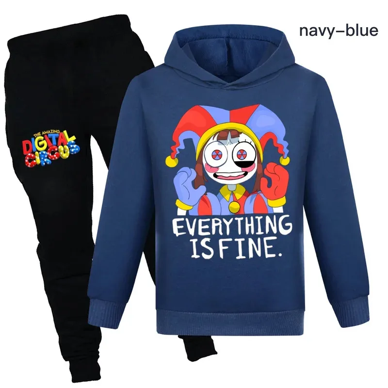 111 www السيرك الرقمي بومني الكرتون طباعة هوديي مجموعة الاطفال القماش مضحك البلوز للفتيات الفتيان Harajuku Kawaii الأطفال Clothi #4