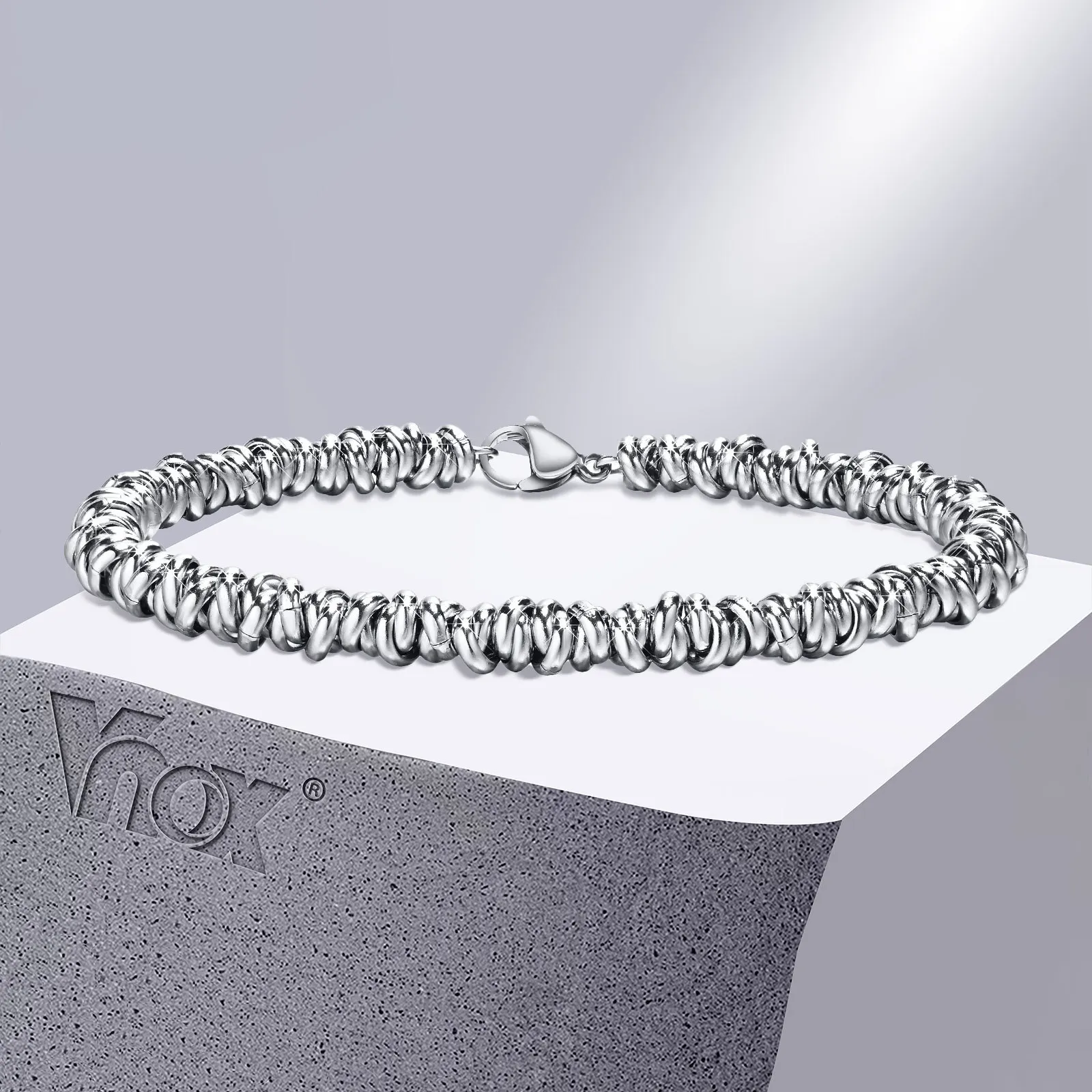 Vnox Irregular Twisted Stainless Steel Bracelets For Women Men, Never Fade Unisex Couple Bracelet, Stylish Wristband