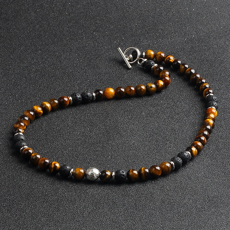 Nature Tiger Eye Stone Lava Bracelets Men Fashion Reiki Energy Stone Chakra Beads Yoga Healing Bracelets Prayer Diffuser Jewelry