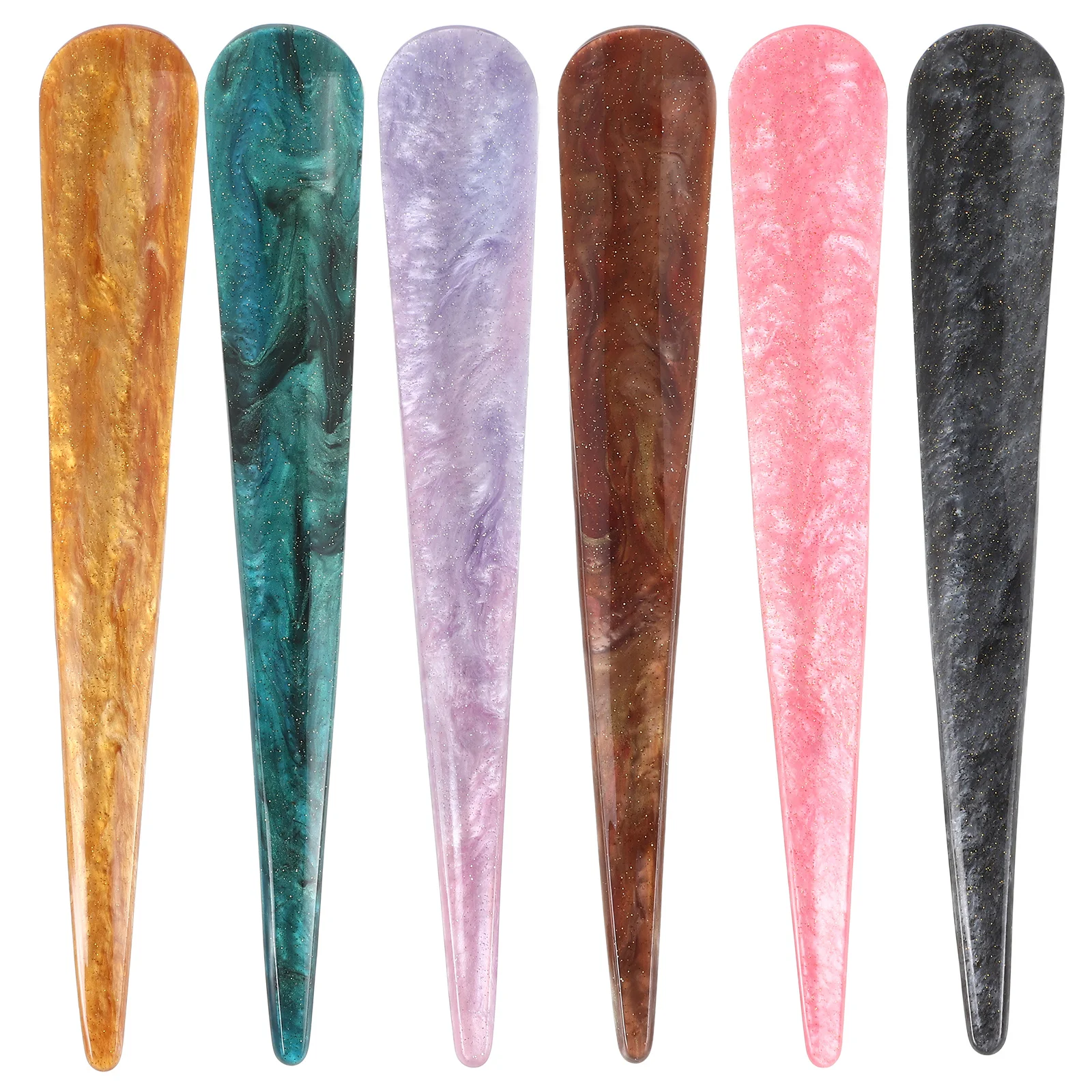 

6Pcs Large Ox Horn Acrylic Hairpins Durable Fashion Hair Clips Ponytail Clamps Hair Decoration for Women Daily Travel