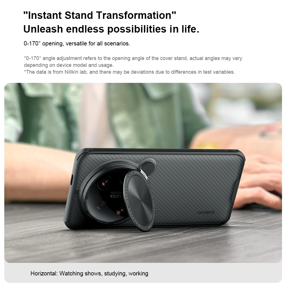 حافظة لهاتف Xiaomi Mi 14 Ultra 5G Nillkin CamShield شفافة سوداء مع حافظة كاميرا منزلق لهاتف Mi14 Ultra غطاء العدسات