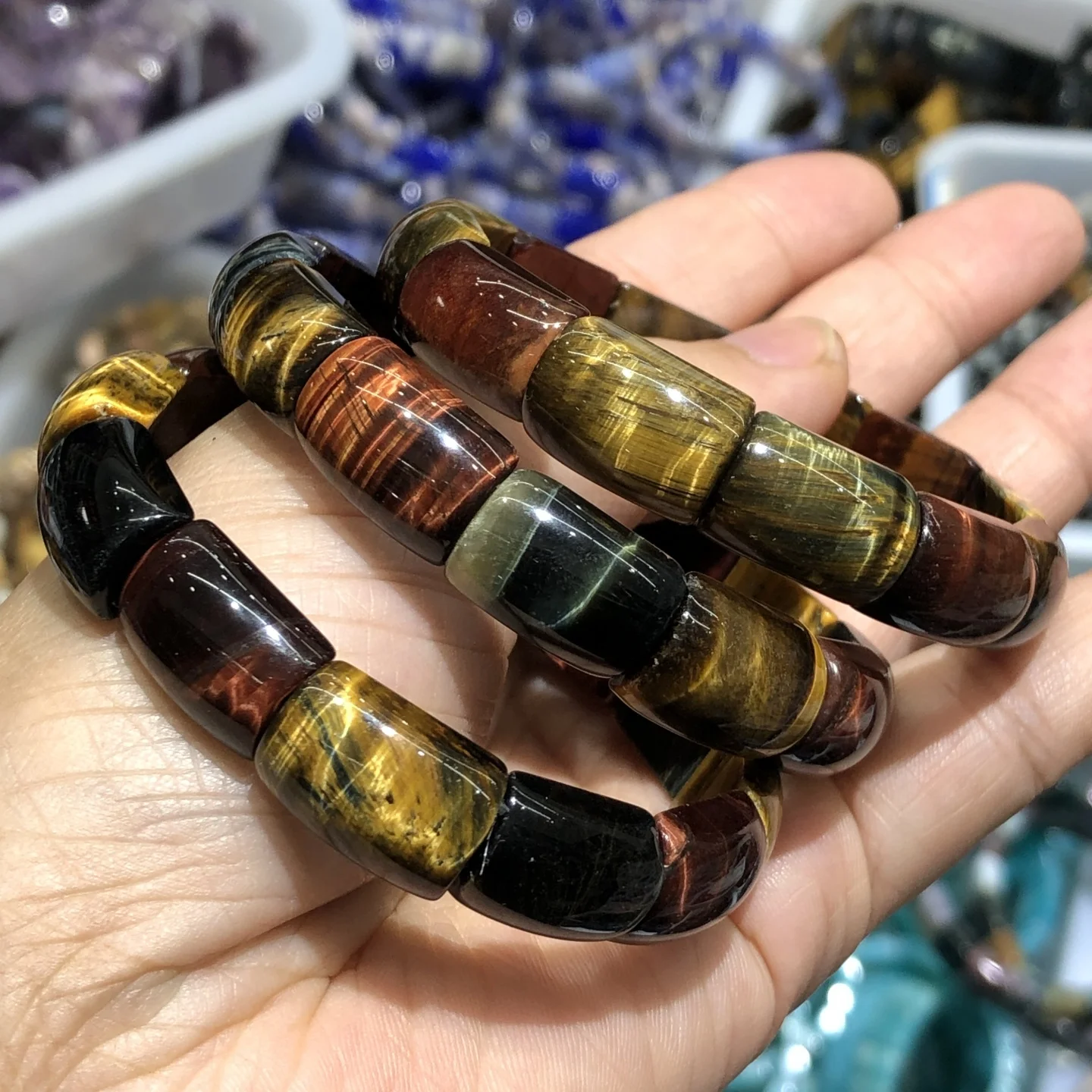 

1 шт. натуральный красочный браслет «Тигровый глаз» 10x16 мм бусины Рейки целебный камень для женщин и мужчин ювелирные изделия подарок