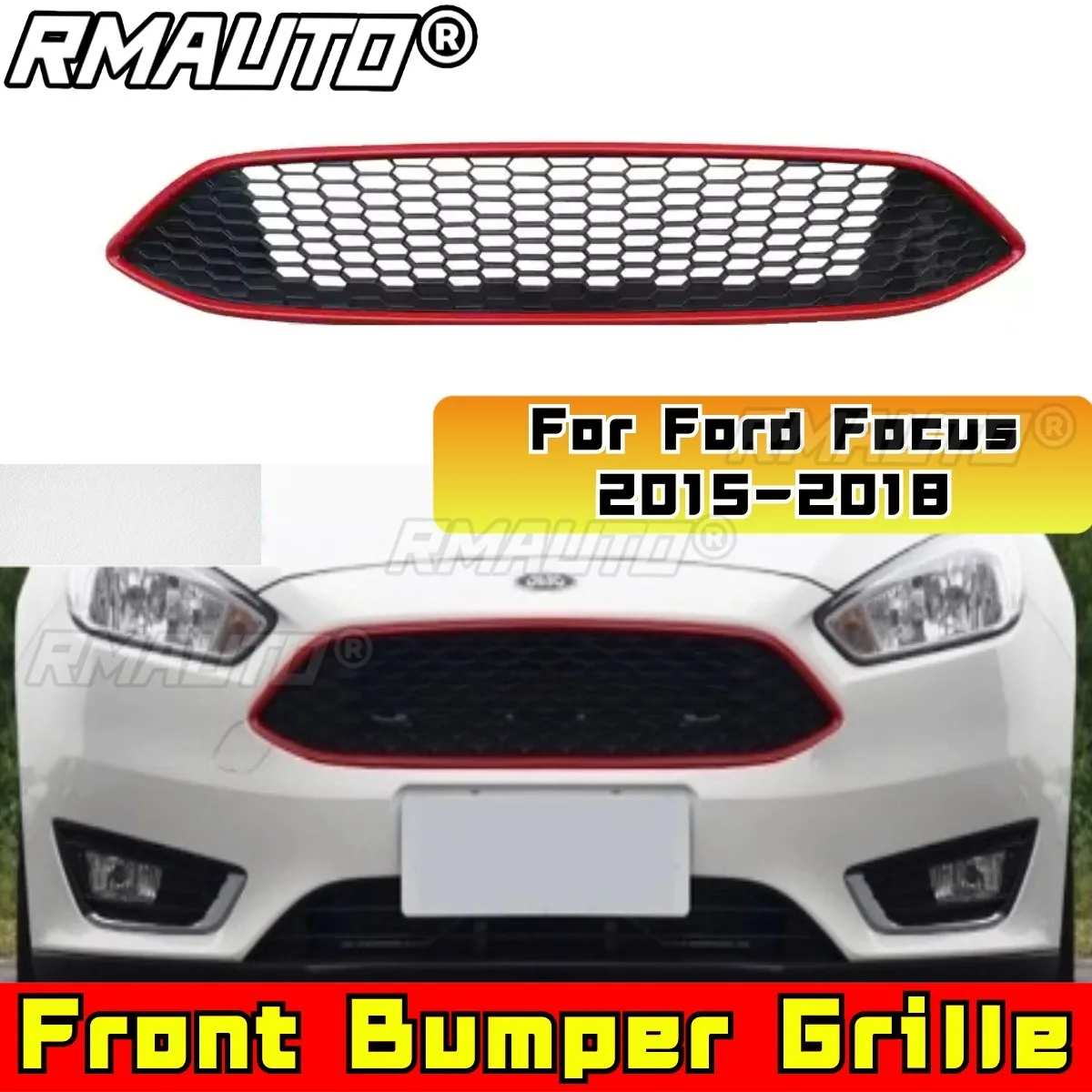 Front Bumper Grille for Ford Focus 2015-2018 Car Grille Racing Grills Front Grill Body Kit Modification Part Car Accessories