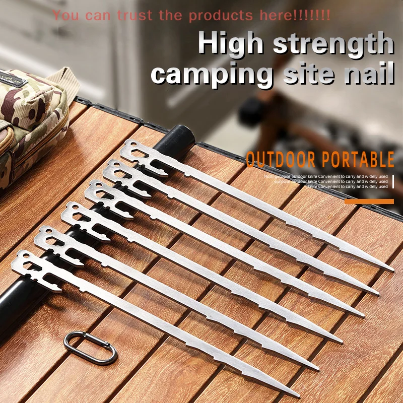 Estacas para tienda de campaña, 6 uds., estacas para tienda con dosel, 28cm, clavos de suelo de jardín de acero inoxidable, toldos de playa, hamaca, accesorios para trampolín