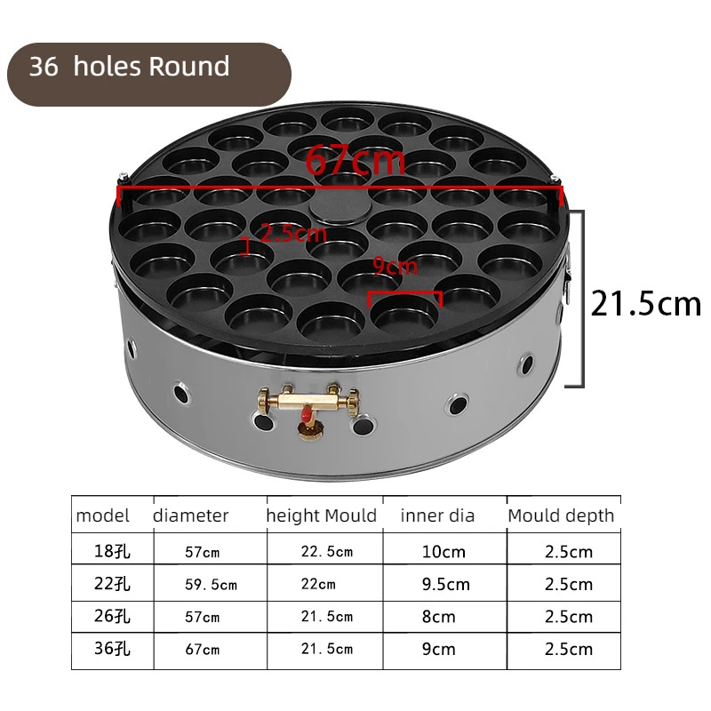 18 26 22 32holes Commercial Stall Coal-fired Gas Egg Meat Fort Oven Cake Wheel Shaped Cake Chicken Egg Meat Hamburger Machine