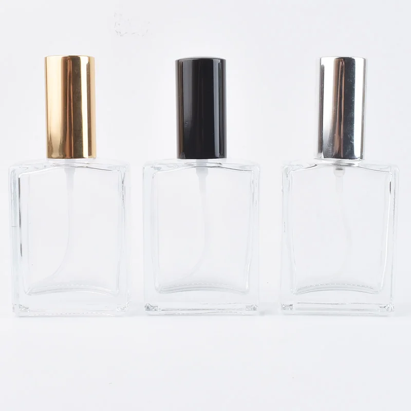 5pcs/lot 50ml Glass Refillable Spiral Thick Bottom Square Glass Atomizer Perfume Bottle Cosmetic Empty Spray Bottle Container