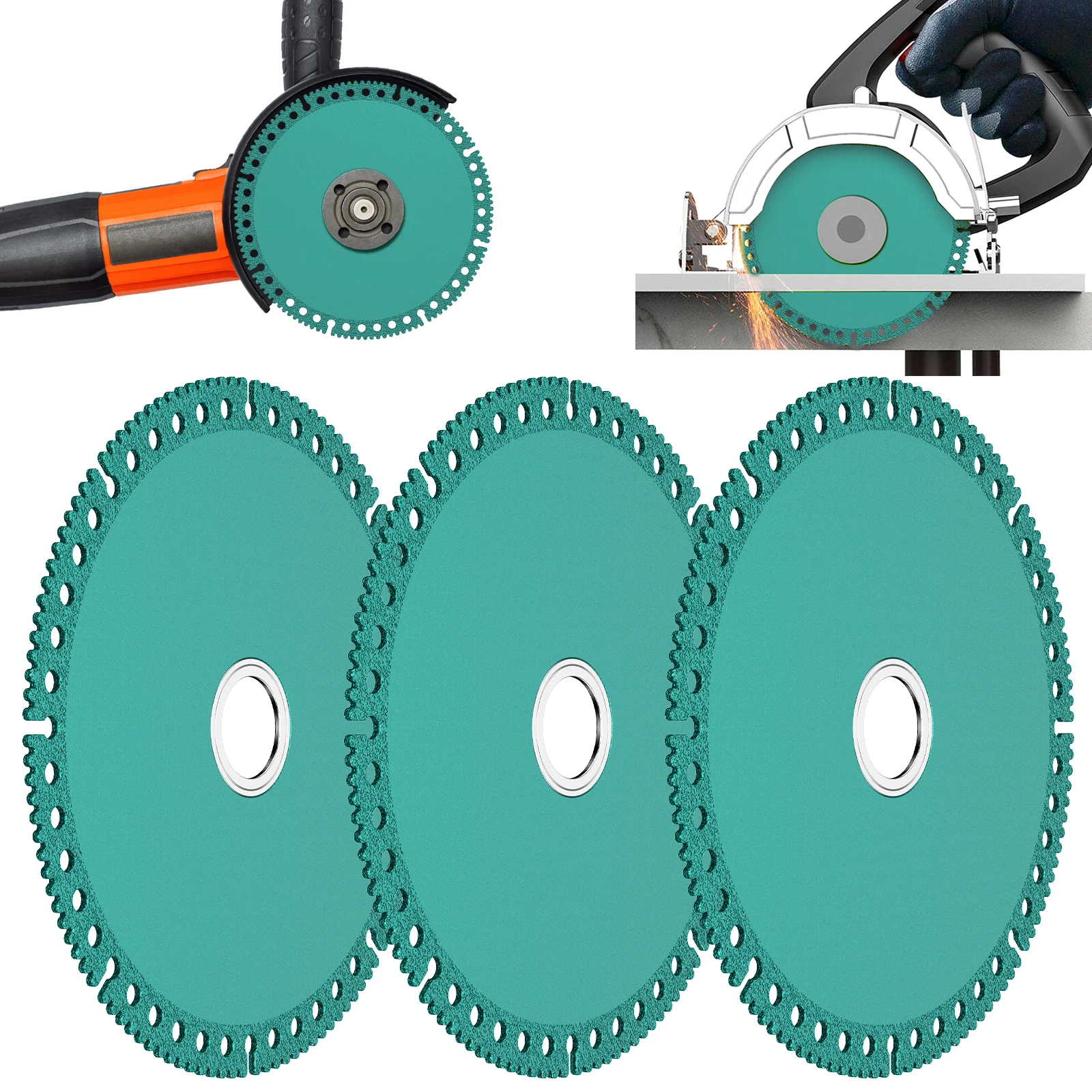 

3 Pcs 115 mm Diamond Blade Multi Material Cutting Blade Angle Grinder Accessories for Cutting Marble Quartz Tile Metal PVC Pipes