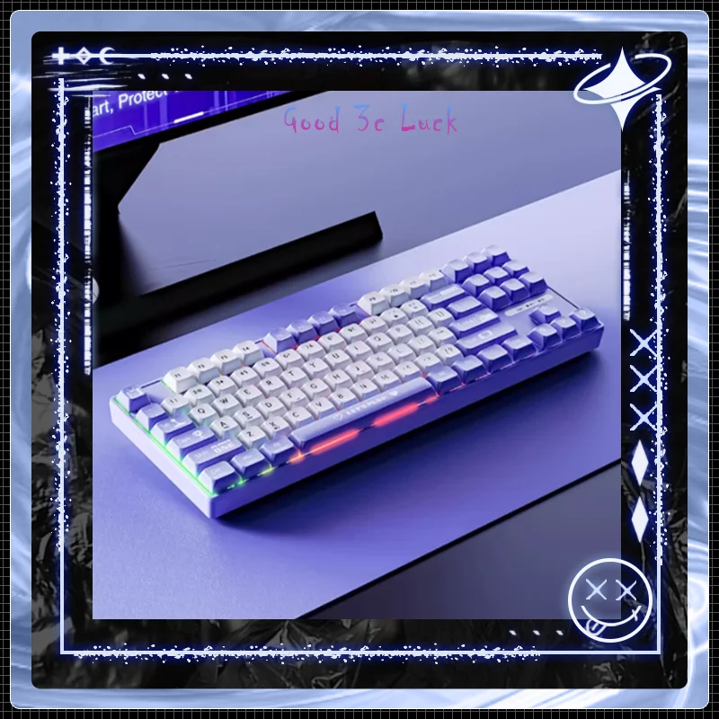 Ajazz Ak870mc Wired Mechanical Keyboard Satellite Axis 87 Key Hot-Swappable Keys Mixed Color Lighting Gaming Keyboard For Pc/Mac