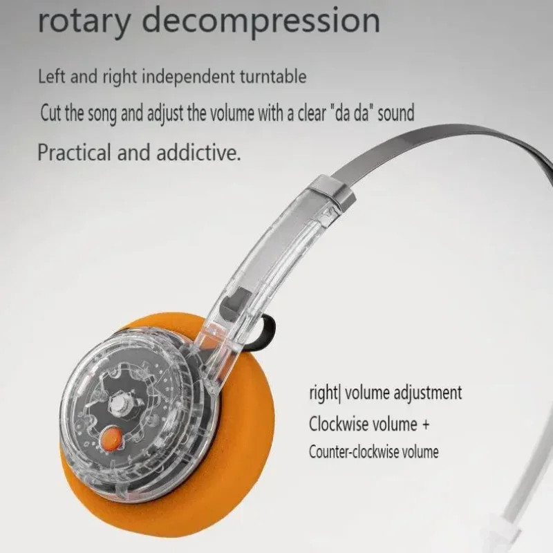 Transparante hoofdband Bluetooth-headset Eenvoudige stijl Draaibaar om de volumeschakelaar aan te passen Liedjes Draadloze Bluetooth 6.0 HIFI-hoofdtelefoon